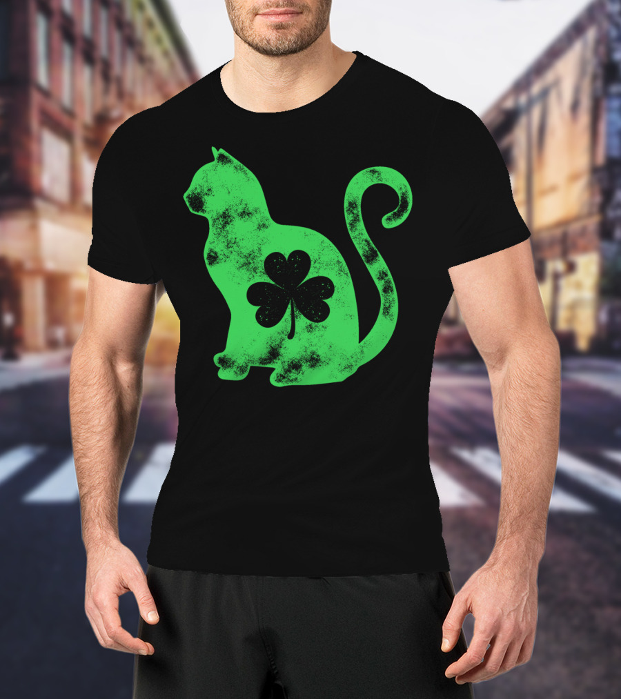 Cat Shamrock St Patricks Day Happy Cattys Women T-Shirt