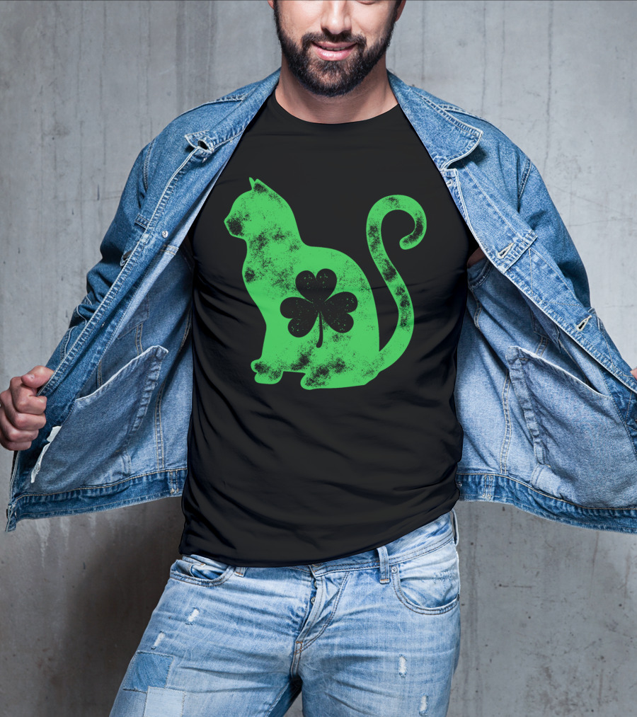 Cat Shamrock St Patricks Day Happy Cattys Women T-Shirt
