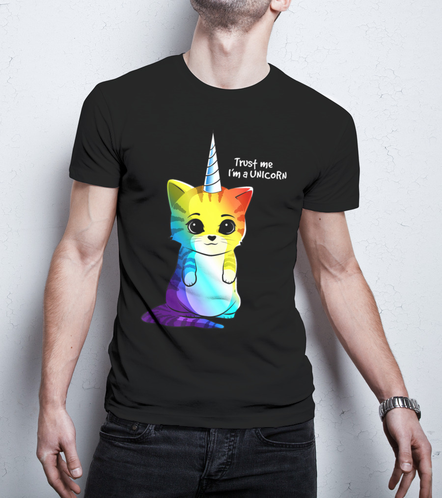 Trust Me I'm A Caticorn Unicorn Cat Kittycorn Girls Women Rainbow T-Shirt