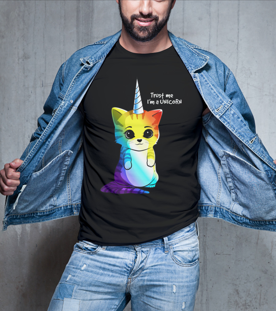 Trust Me I'm A Caticorn Unicorn Cat Kittycorn Girls Women Rainbow T-Shirt