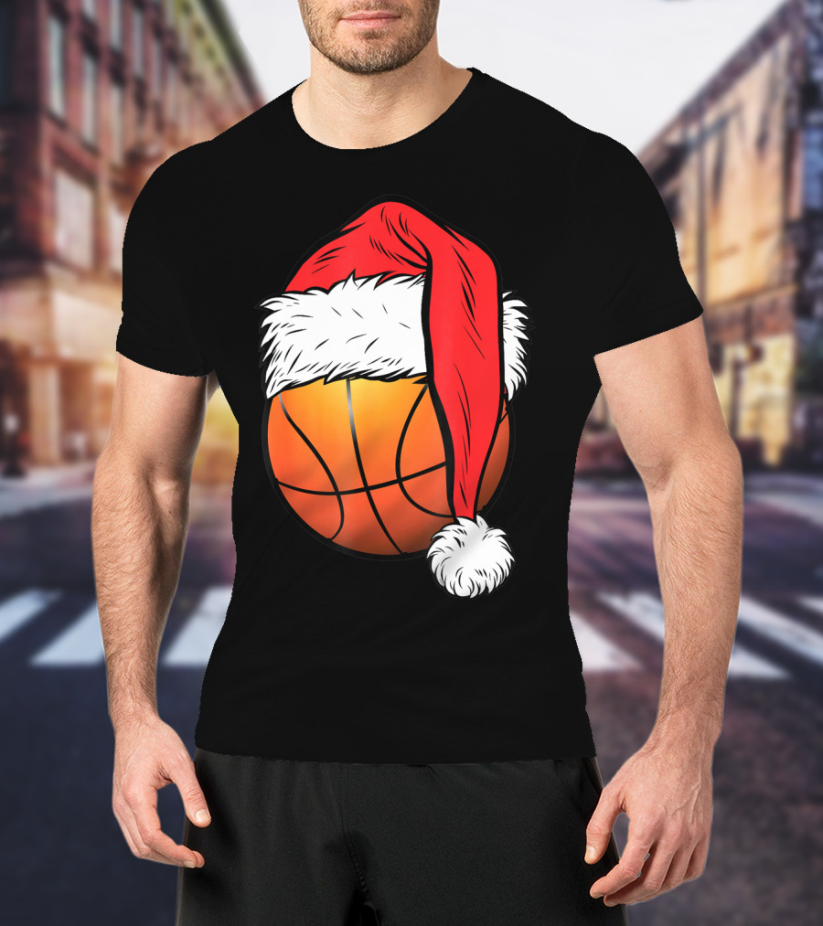 Christmas Santa Basketball Ball Sport T-Shirt