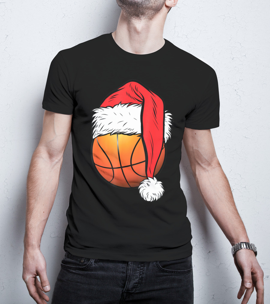 Christmas Santa Basketball Ball Sport T-Shirt