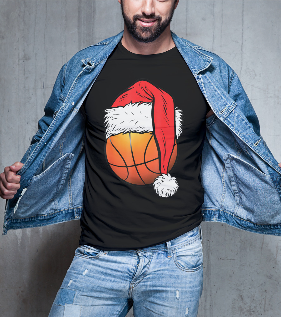 Christmas Santa Basketball Ball Sport T-Shirt
