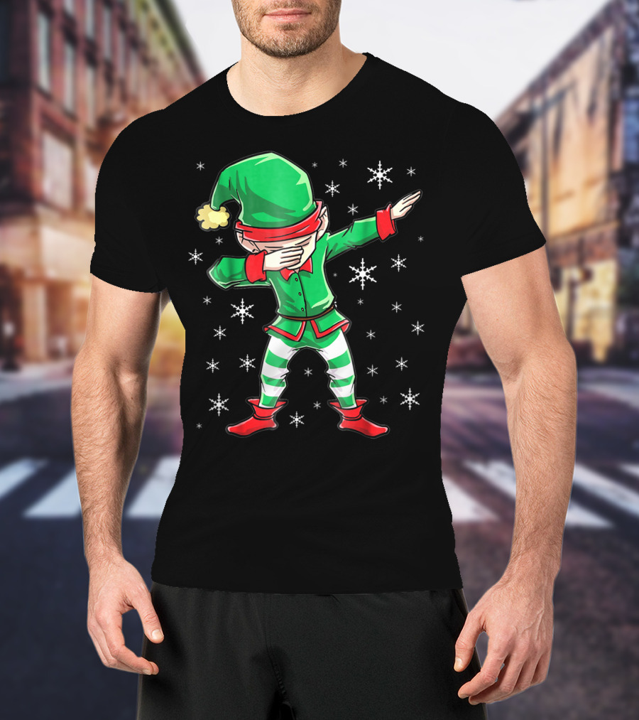 Christmas Dabbing Elf Squad Snowflake Dance T-Shirt