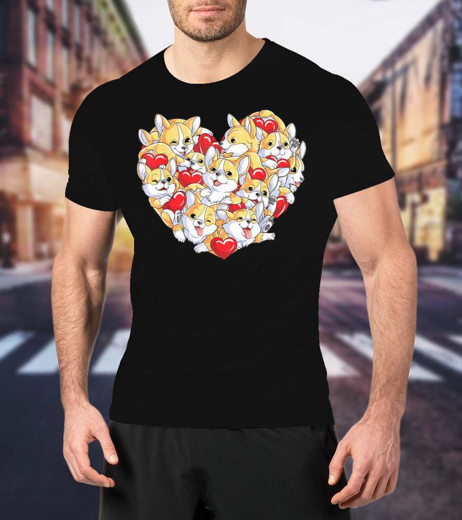 Valentines Day Corgi Heart Dog Lover Boys Love T-Shirt