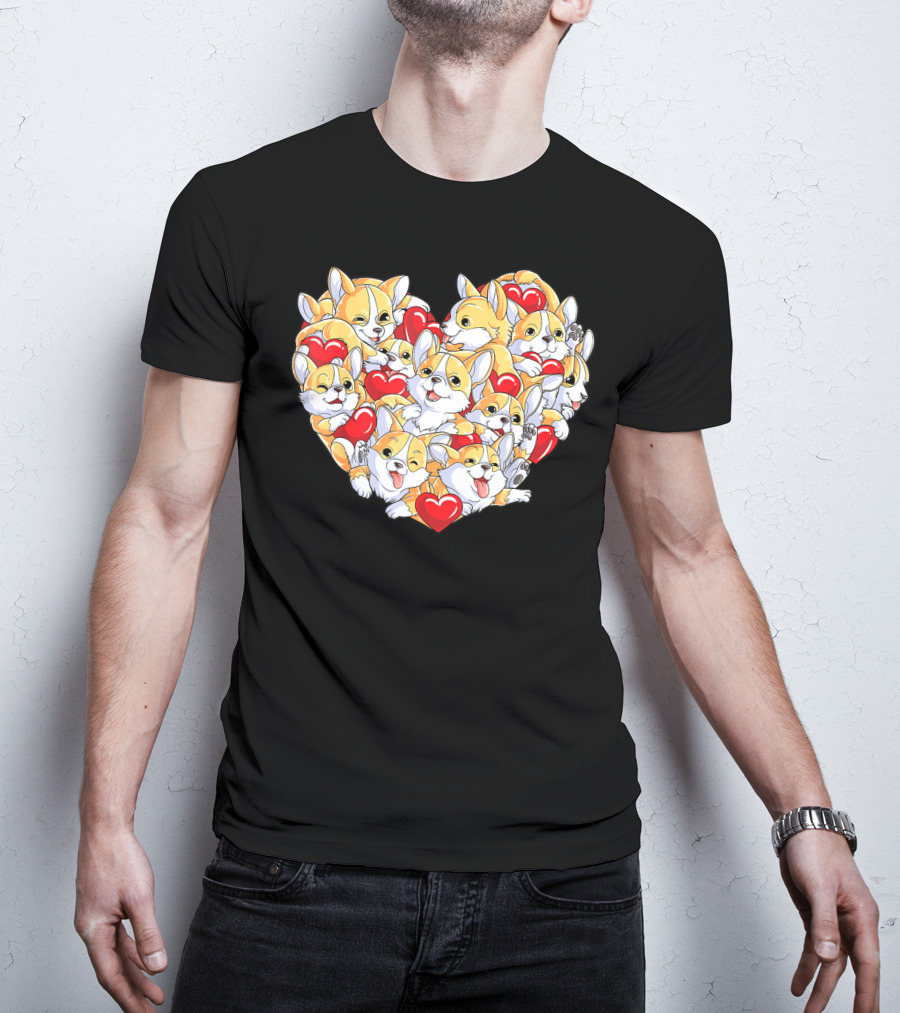 Valentines Day Corgi Heart Dog Lover Boys Love T-Shirt