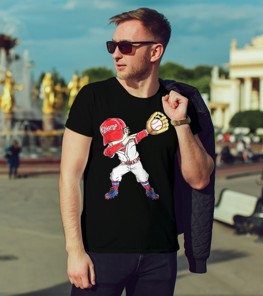 Dabbing Champ Baseball Catcher Pitcher T-Shirt