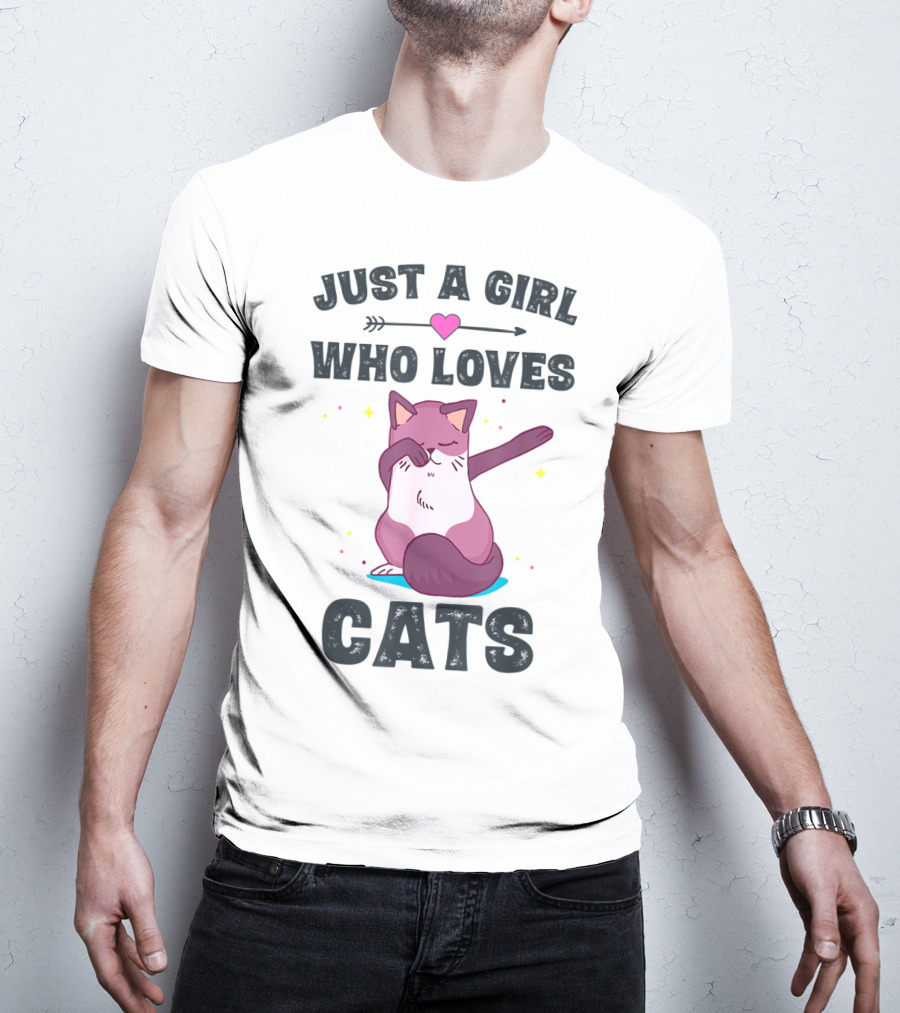 Just A Girl Who Loves Cats Dabbing Cat Lover T-Shirt