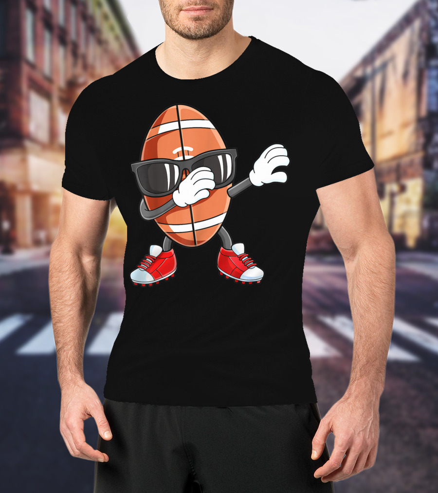 Dabbing Football Sport Funny Dab Dance Cartoon Rugby Player T-Shirt