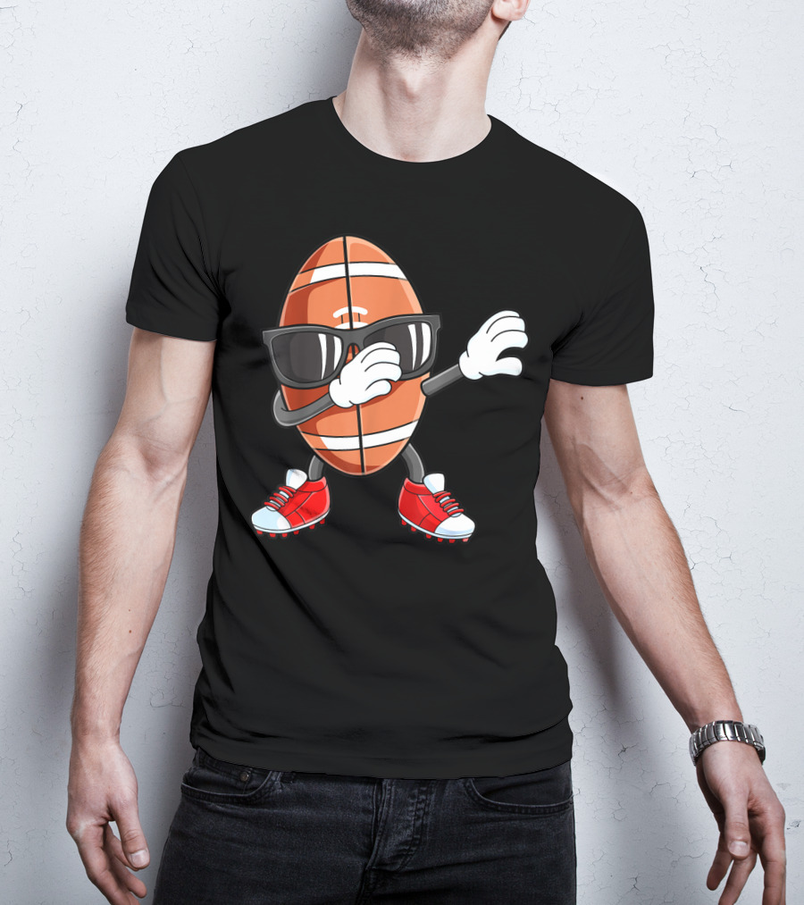 Dabbing Football Sport Funny Dab Dance Cartoon Rugby Player T-Shirt