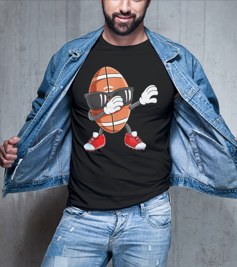 Dabbing Football Sport Funny Dab Dance Cartoon Rugby Player T-Shirt