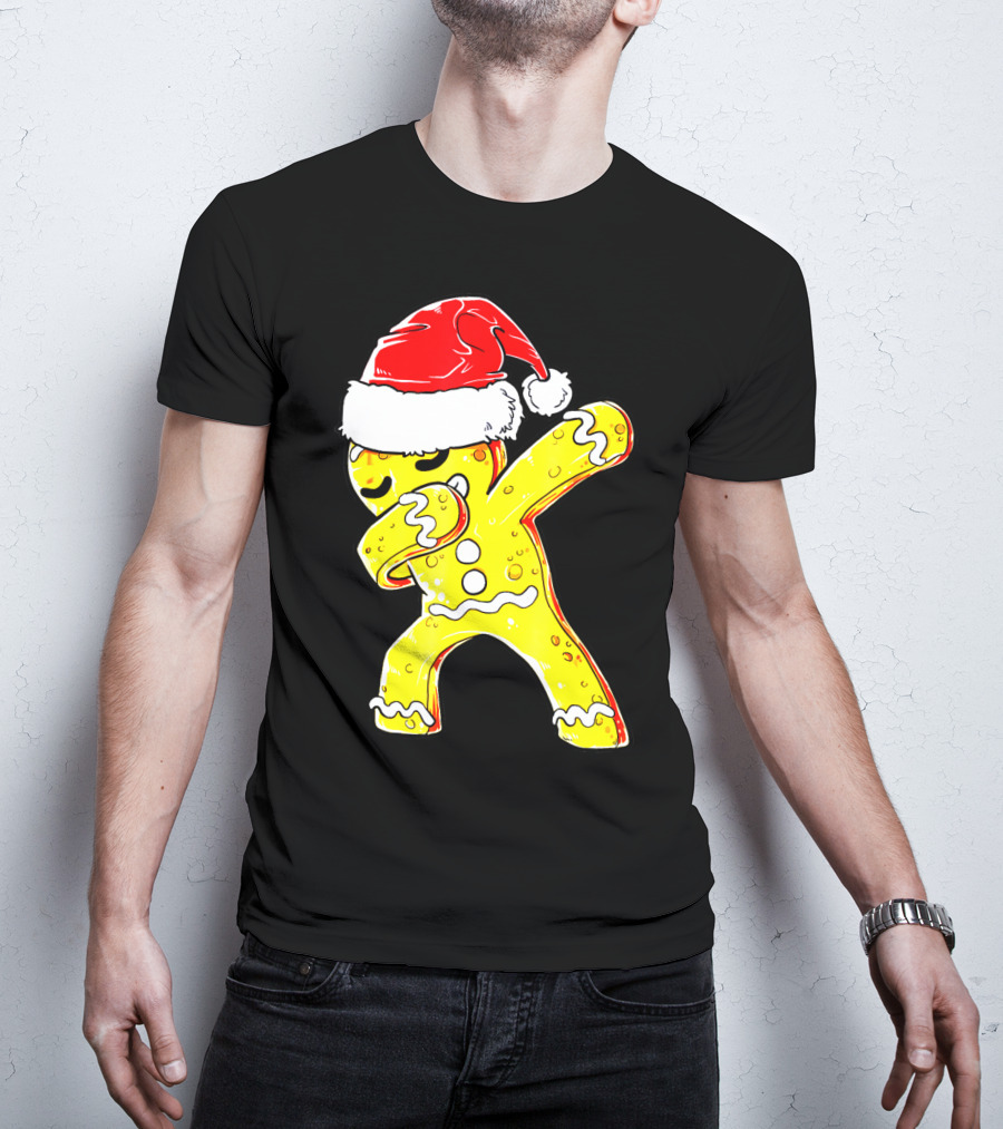 Dabbing Gingerbread Santa Christmas Dance T-Shirt