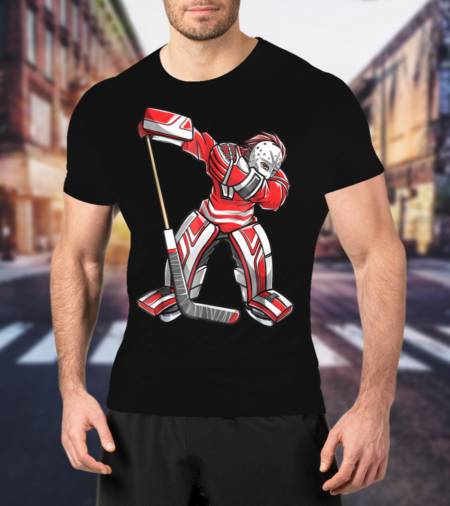 Dabbing Ice Hockey Masked Player Funny Dab Squad T-Shirt
