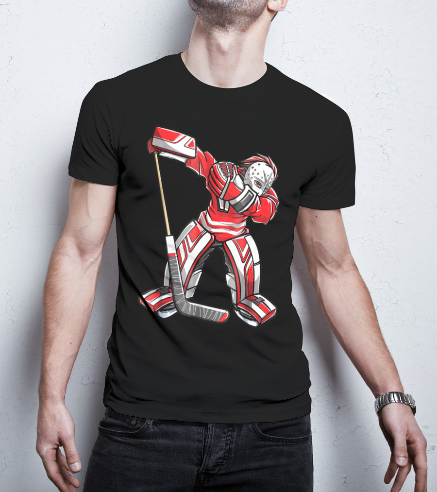 Dabbing Ice Hockey Masked Player Funny Dab Squad T-Shirt