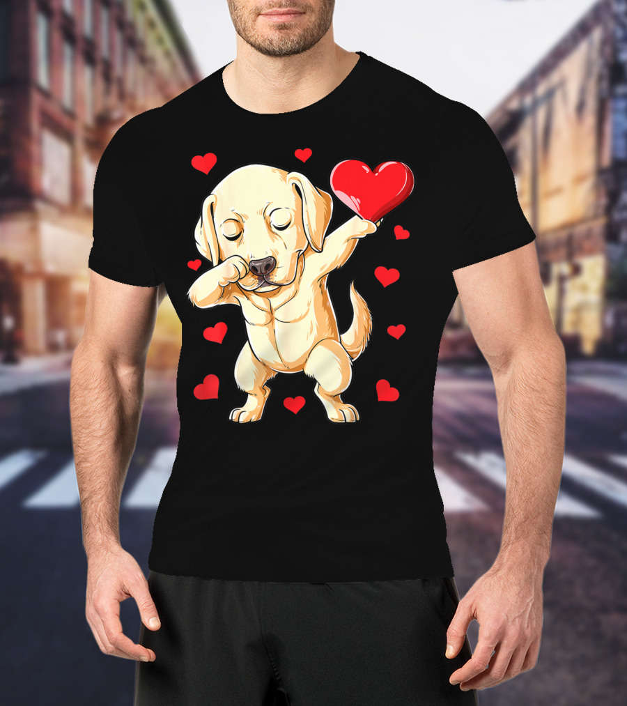 Valentines Day Dabbing Labrador Dog Lover Heart T-Shirt