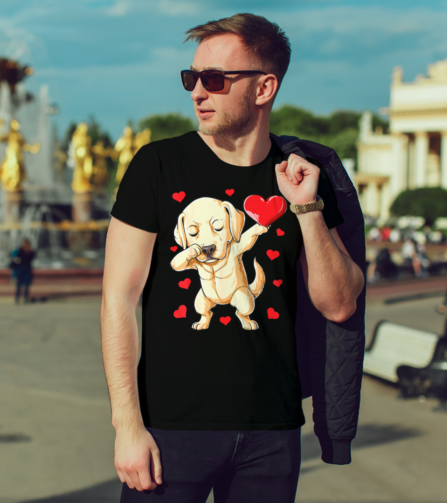 Valentines Day Dabbing Labrador Dog Lover Heart T-Shirt