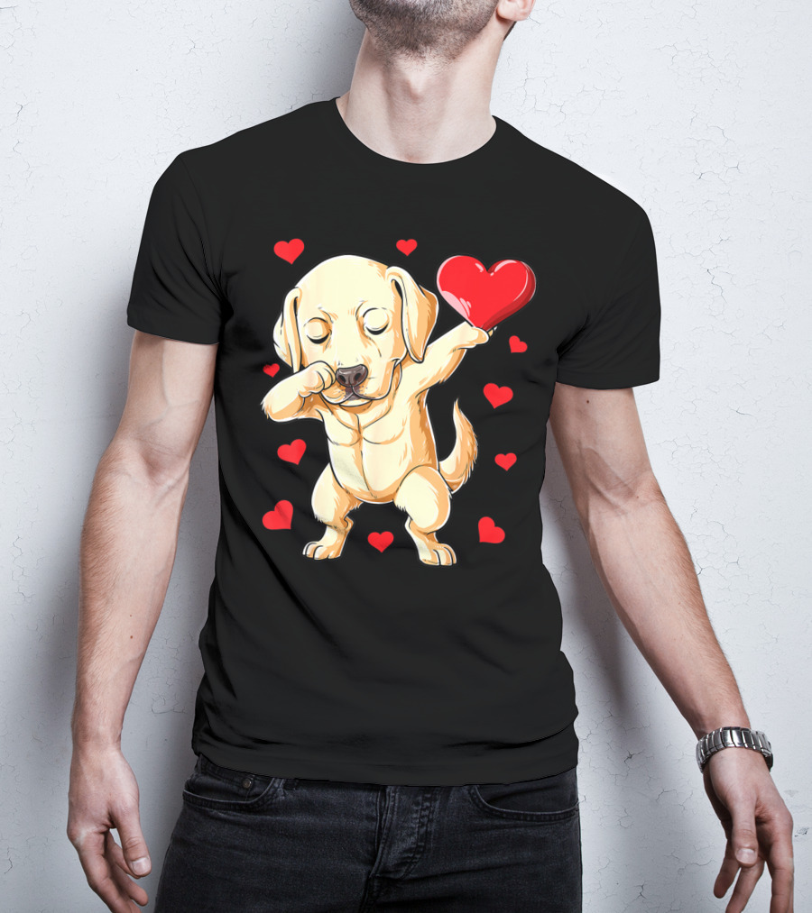 Valentines Day Dabbing Labrador Dog Lover Heart T-Shirt
