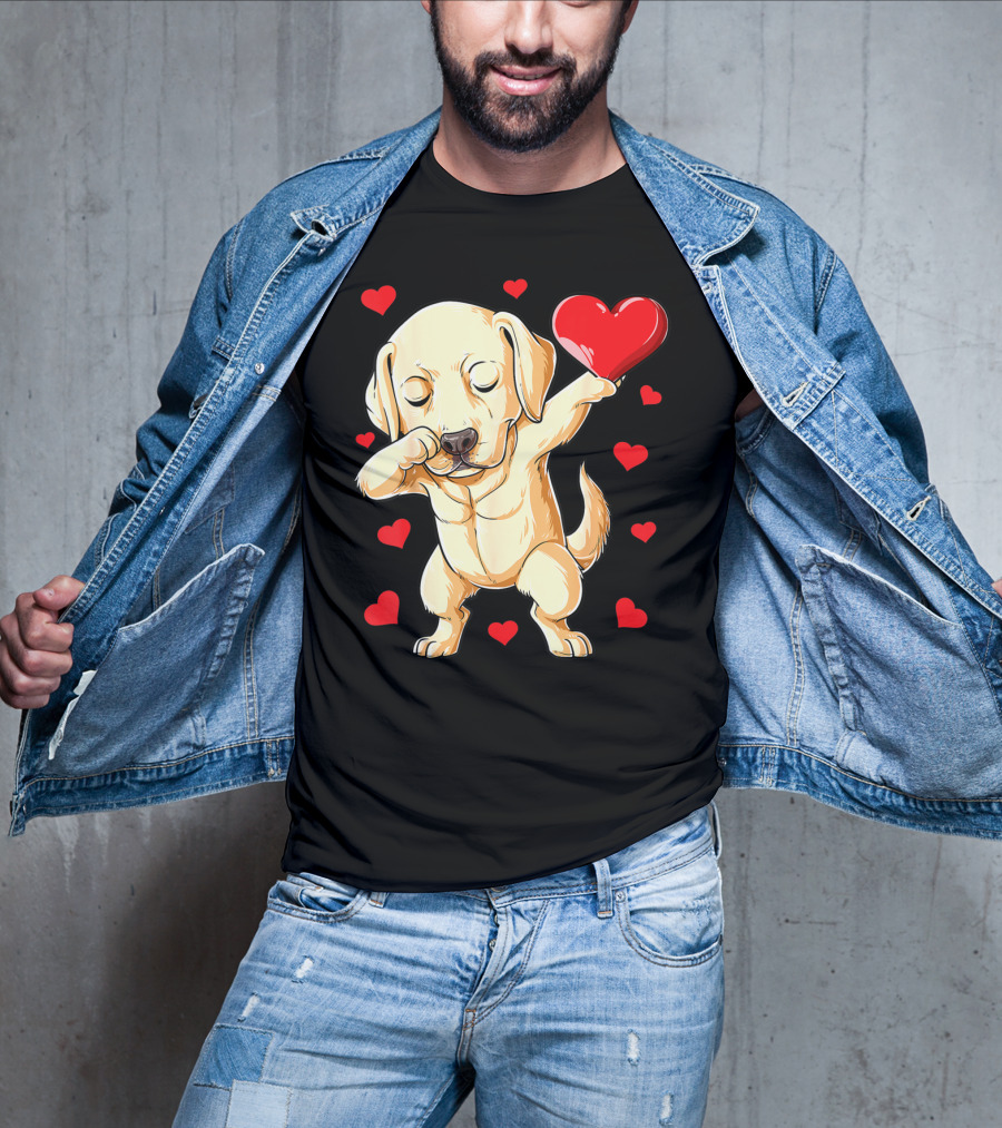 Valentines Day Dabbing Labrador Dog Lover Heart T-Shirt