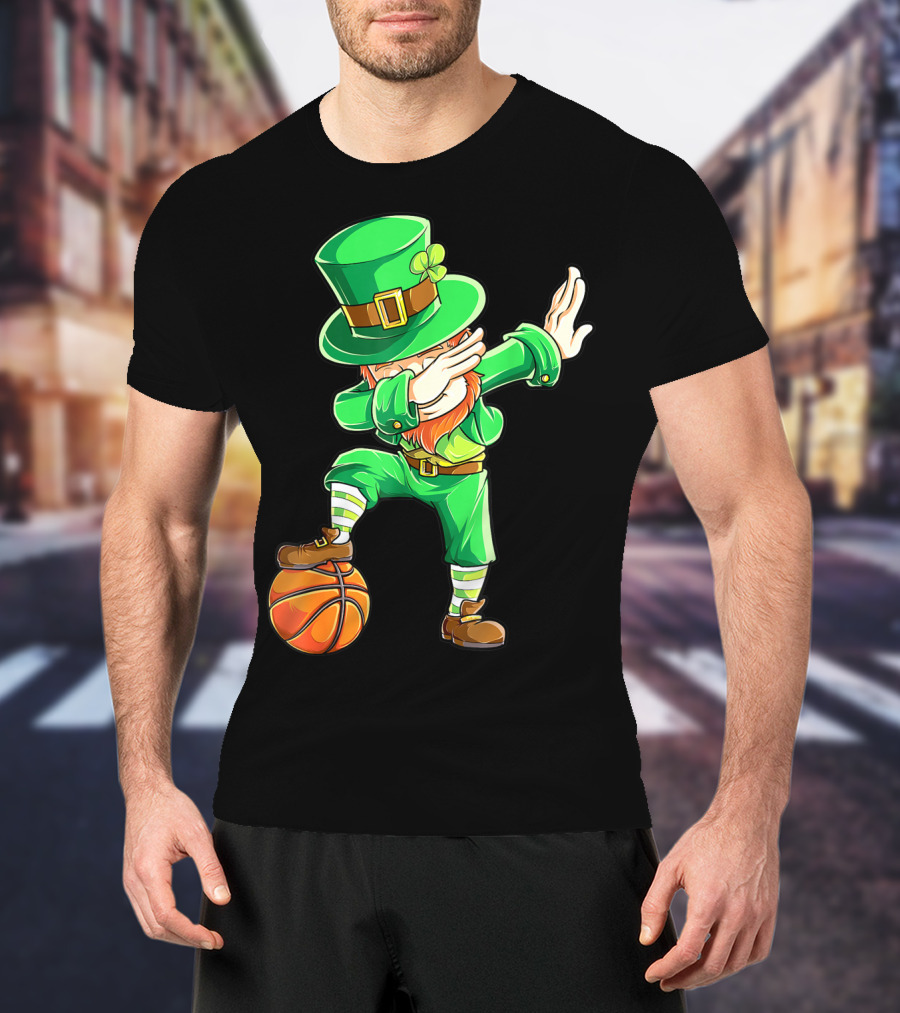 Dabbing Leprechaun On Basketball St. Patrick's Day Fun T-Shirt
