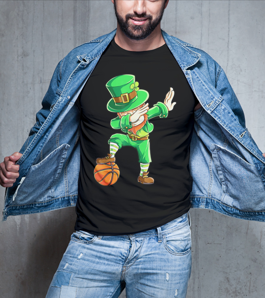 Dabbing Leprechaun On Basketball St. Patrick's Day Fun T-Shirt