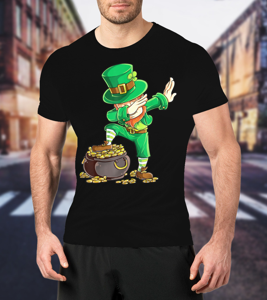 Dabbing Leprechaun Pot Of Gold St Patricks Day T-Shirt
