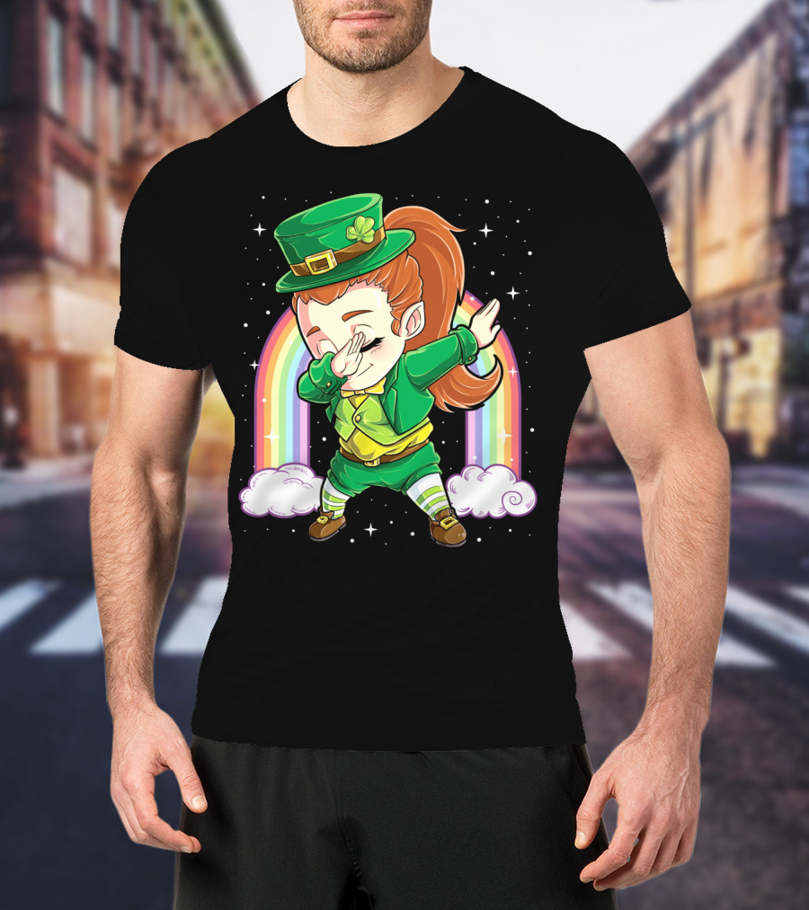 Dabbing Leprechaun St Patricks Day Women Dab Rainbow Special T-Shirt