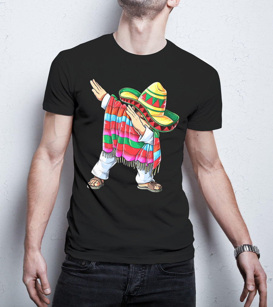 Cinco De Mayo Dabbing Sombrero Mexican Poncho Funny Dance T-Shirt