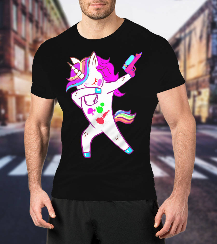 Dabbing Unicorn With Paintball Gun For Men And Teen Players T-Shirt