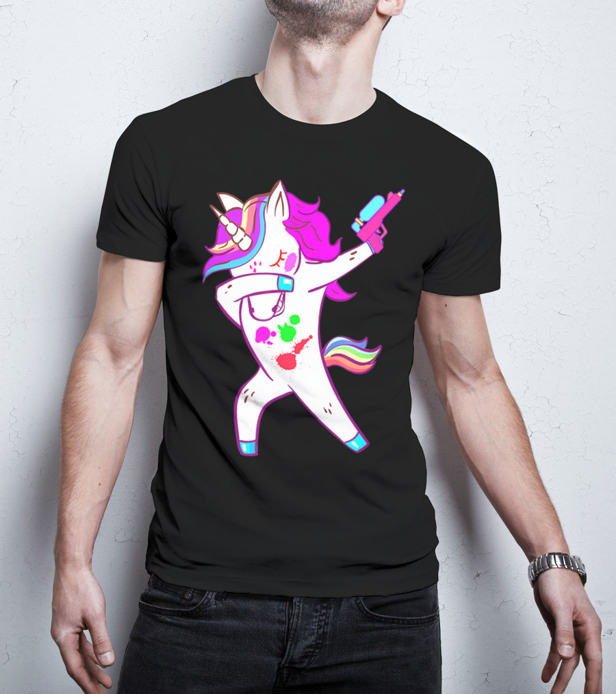 Dabbing Unicorn With Paintball Gun For Men And Teen Players T-Shirt