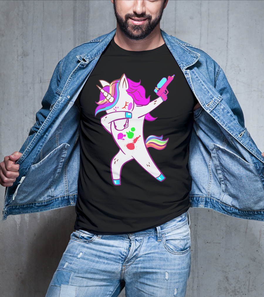 Dabbing Unicorn With Paintball Gun For Men And Teen Players T-Shirt