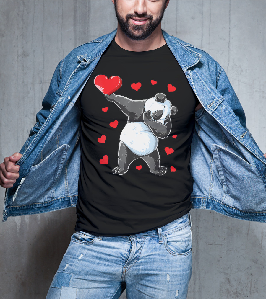 Valentines Day Dabbing Panda With Hearts Girls Bear T-Shirt