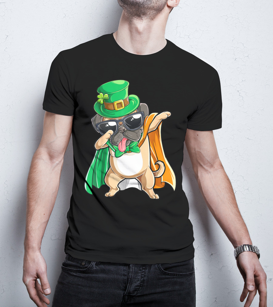 Dabbing Pug Leprechaun St Patrick's Day Boys Irish T-Shirt