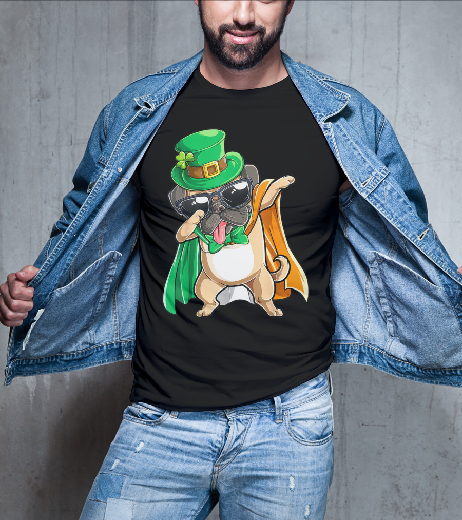 Dabbing Pug Leprechaun St Patrick's Day Boys Irish T-Shirt
