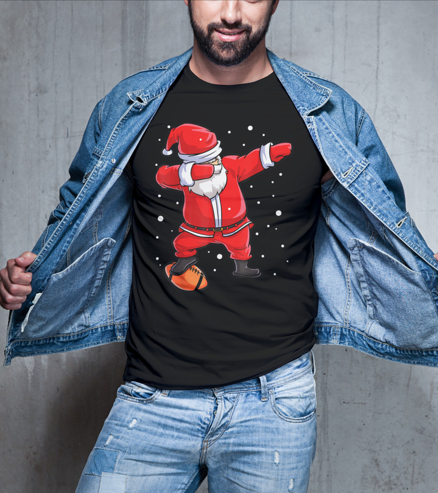 Dabbing Santa Football Christmas Snowflakes T-Shirt
