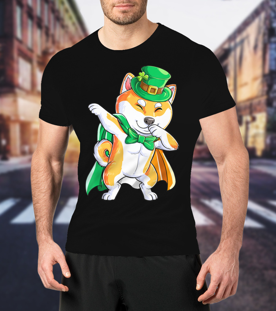Dabbing Shiba Inu Leprechaun St Patricks Day Irish T-Shirt