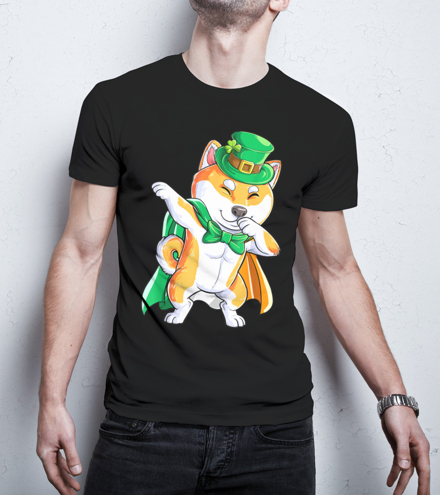 Dabbing Shiba Inu Leprechaun St Patricks Day Irish T-Shirt