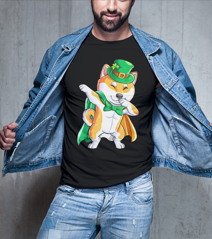 Dabbing Shiba Inu Leprechaun St Patricks Day Irish T-Shirt