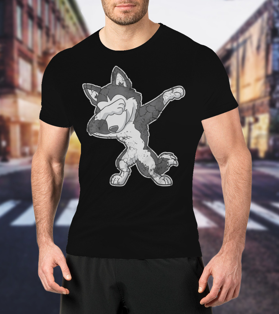 Dabbing Siberian Husky Dog Dab Cartoon T-Shirt