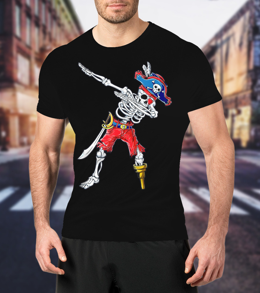 Dabbing Skeleton Pirate Jolly Roger Kids Skull Boys T-Shirt