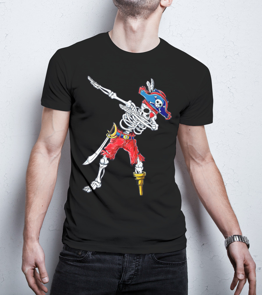 Dabbing Skeleton Pirate Jolly Roger Kids Skull Boys T-Shirt