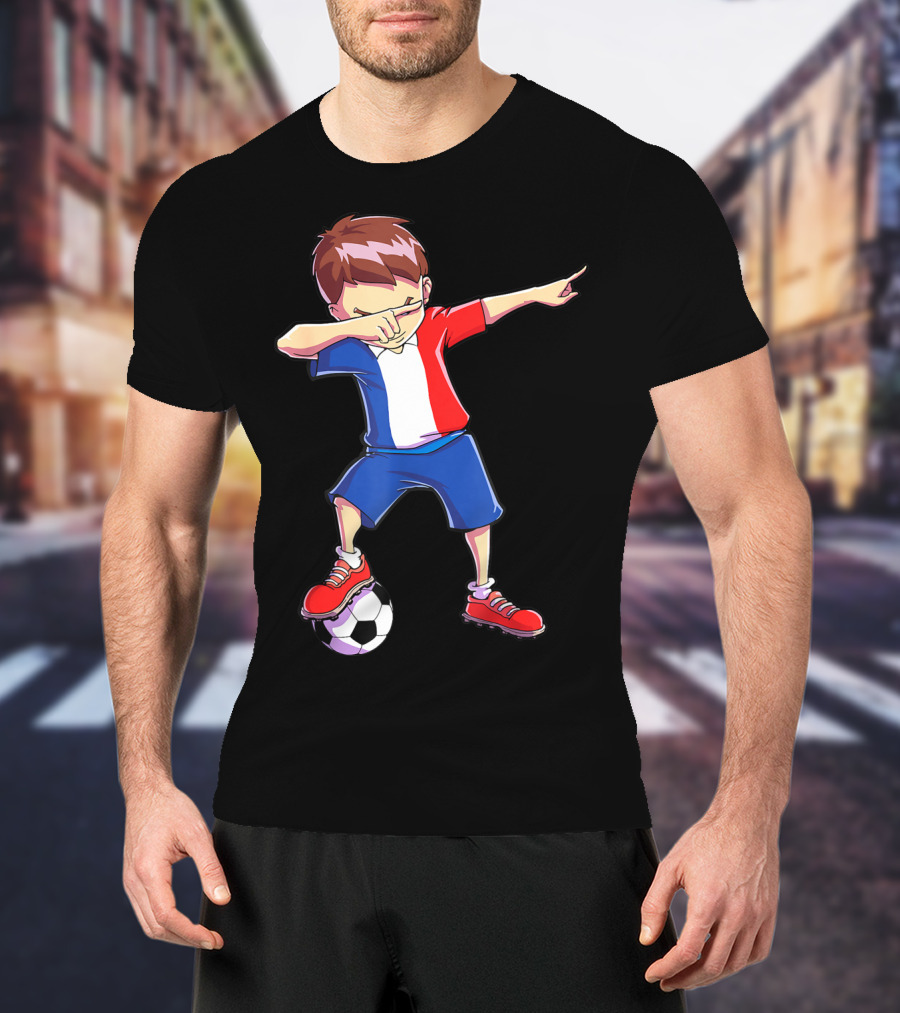 France Dabbing Soccer Player Boys Men French Football T-Shirt
