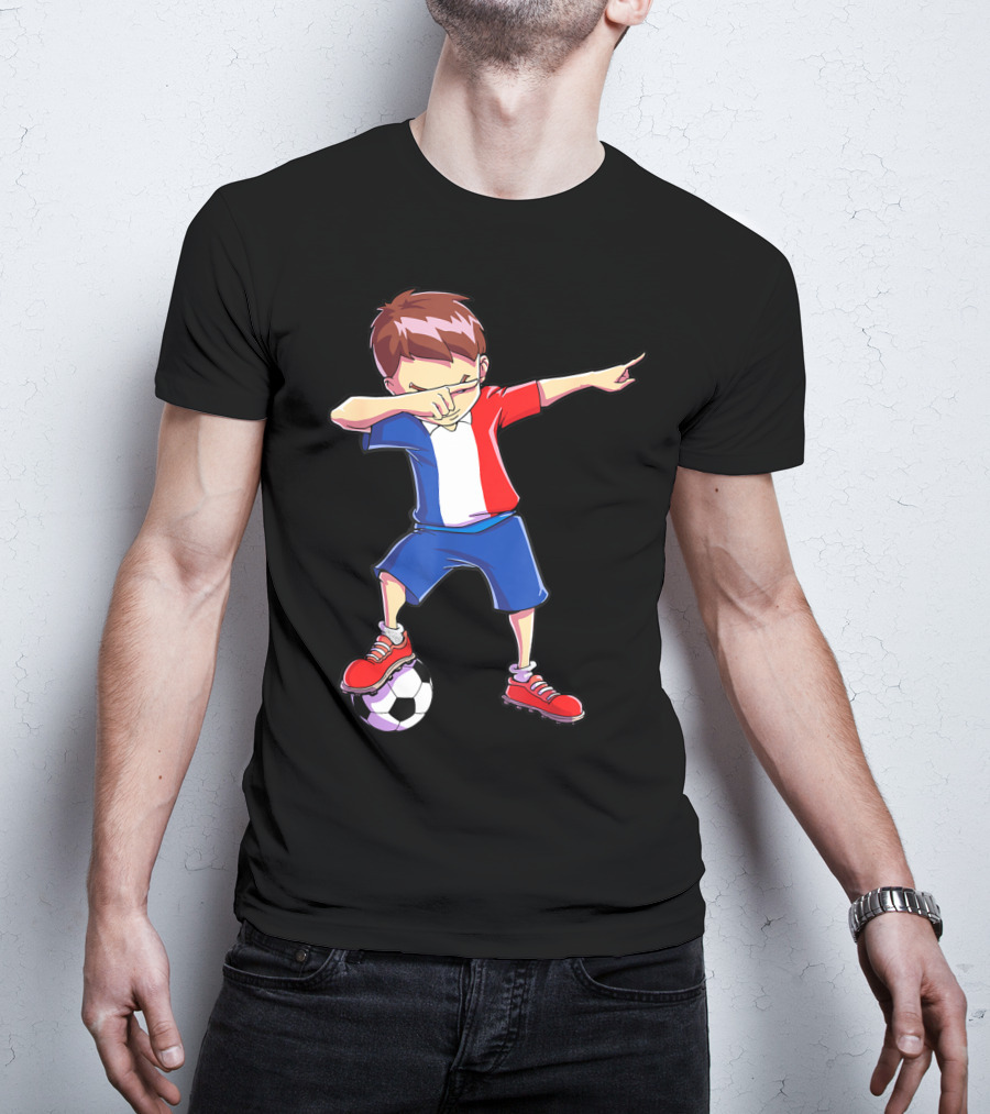 France Dabbing Soccer Player Boys Men French Football T-Shirt