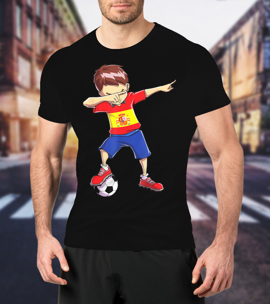 Spain Soccer Dabbing Kid Spanish Football T-Shirt