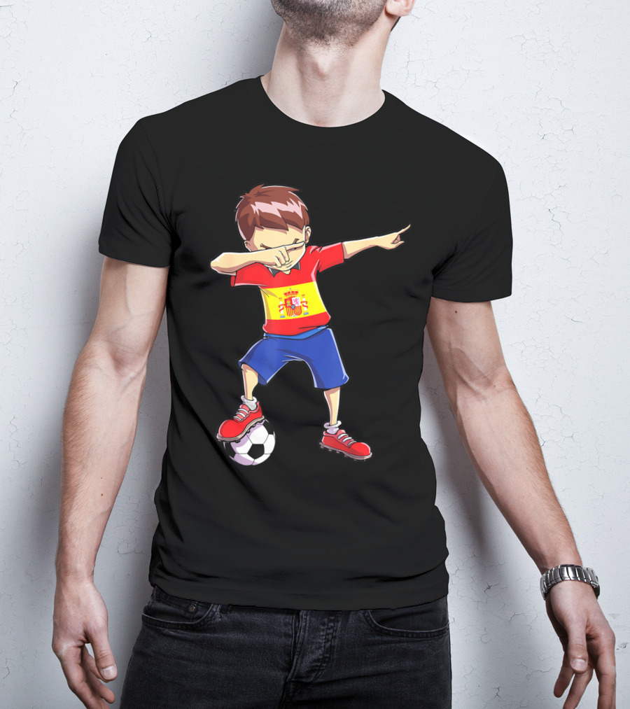 Spain Soccer Dabbing Kid Spanish Football T-Shirt