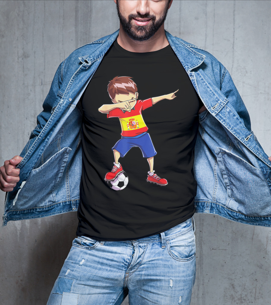 Spain Soccer Dabbing Kid Spanish Football T-Shirt