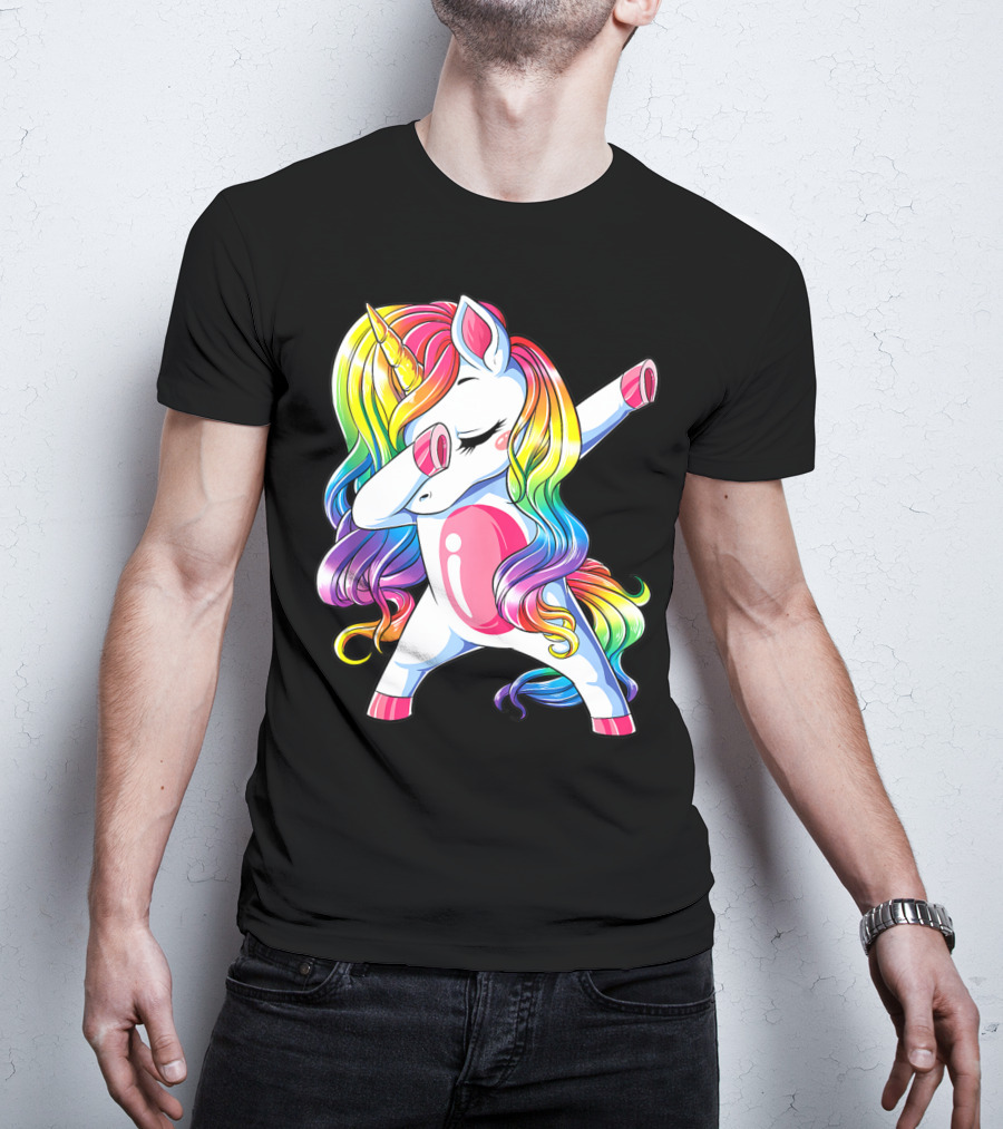 Dabbing Unicorn Rainbow Dance Squad Women Funny Dab T-Shirt