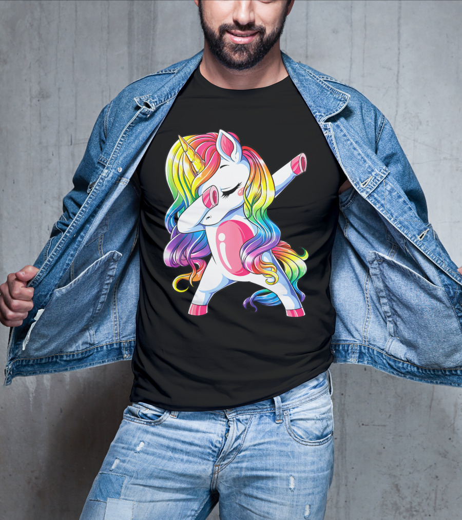 Dabbing Unicorn Rainbow Dance Squad Women Funny Dab T-Shirt