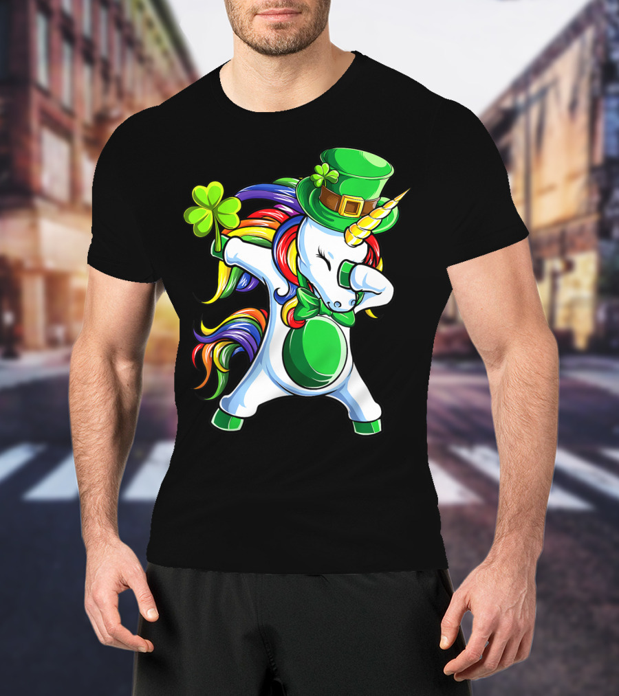 Dabbing Unicorn Lepricorn St Patricks Day Girls T-Shirt