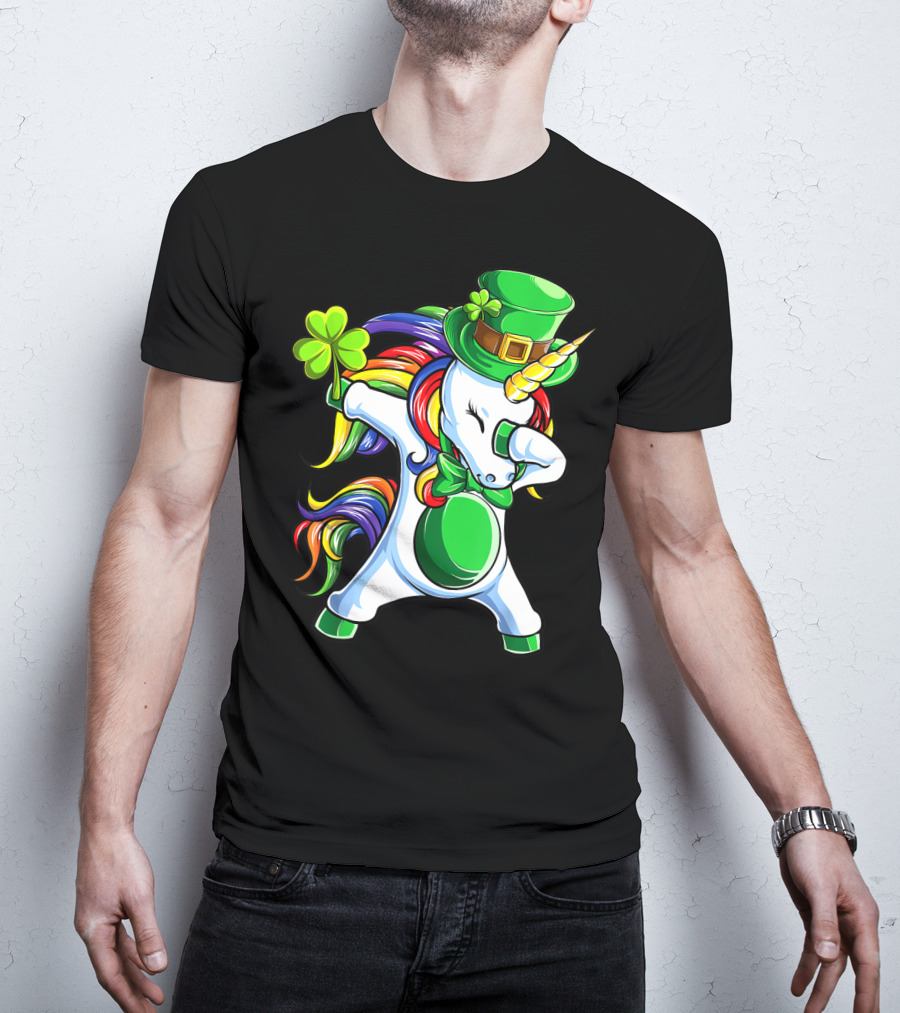 Dabbing Unicorn Lepricorn St Patricks Day Girls T-Shirt