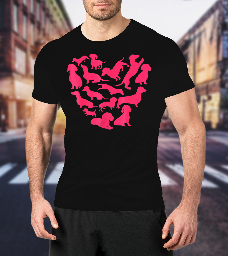 Dachshund Valentines Day Sausage Dog Lover Heart T-Shirt